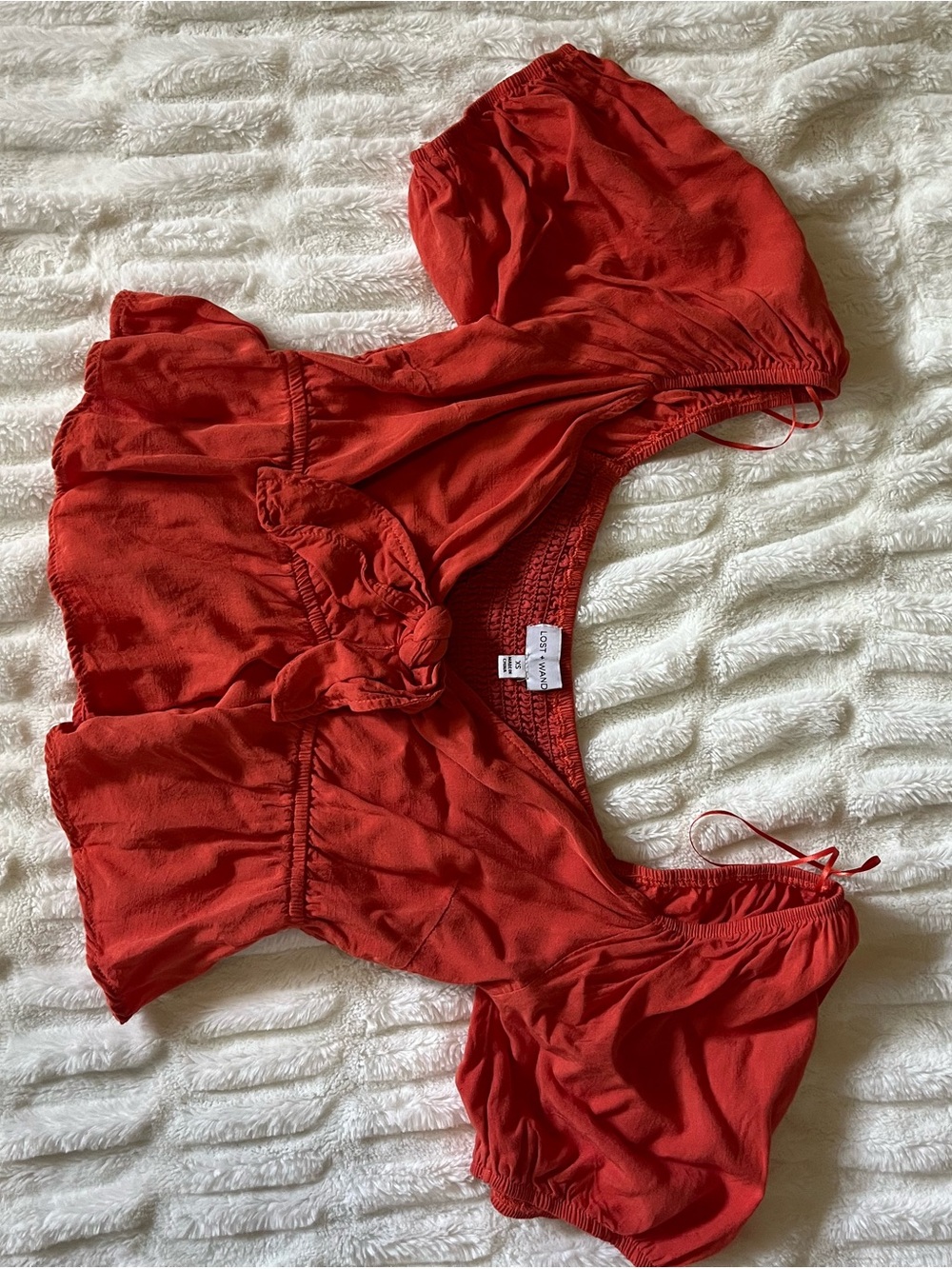Never worn Lost + Wander burnt orange Smocked Crop Top